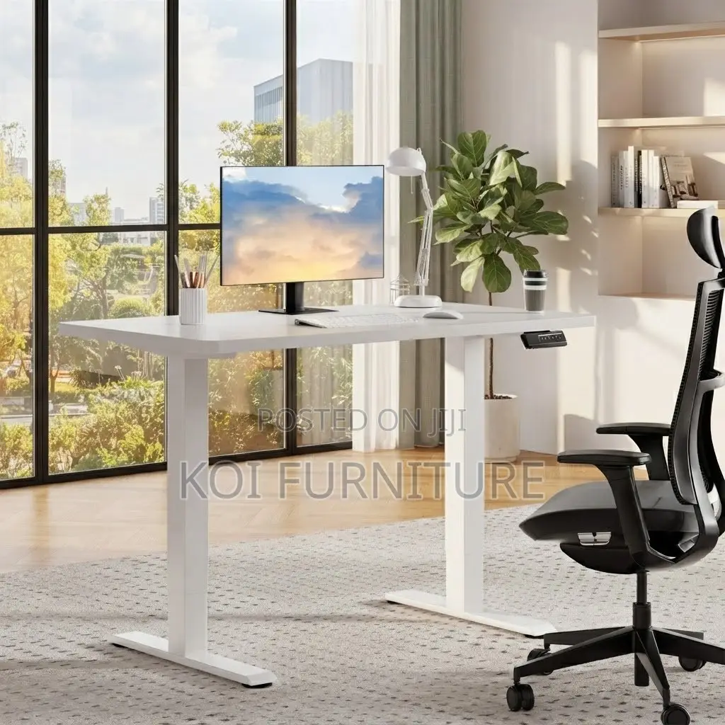 Office Desk; 1.8M White Smartened Electric Gaming Adjustable Table