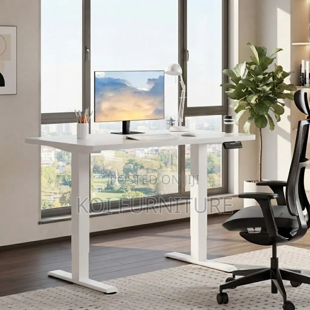 Office Desk; 1.8M White Smartened Electric Gaming Adjustable Table