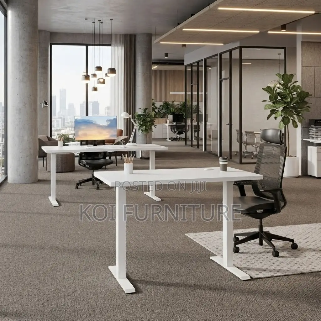 Office Desk; 1.8M White Smartened Electric Gaming Adjustable Table
