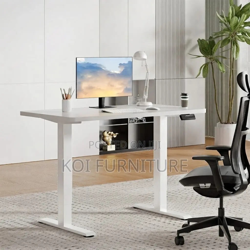 Office Desk; 1.8M White Smartened Electric Gaming Adjustable Table