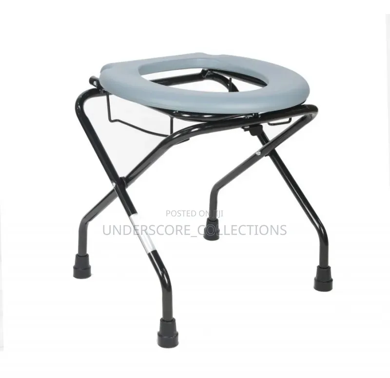 Foldable Steel Commode Chair Without a Backrest or Armrests