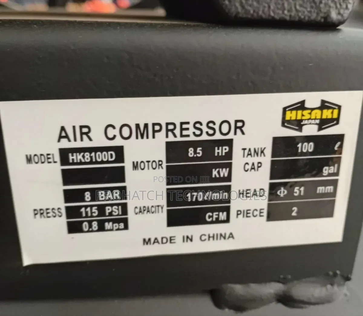 100L Hisaki Diesel Engine Air Compressor