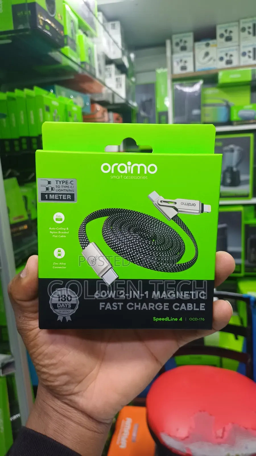 Oraimo SpeedLine 4 60W 2-in-1 Brainded Cable 1M
