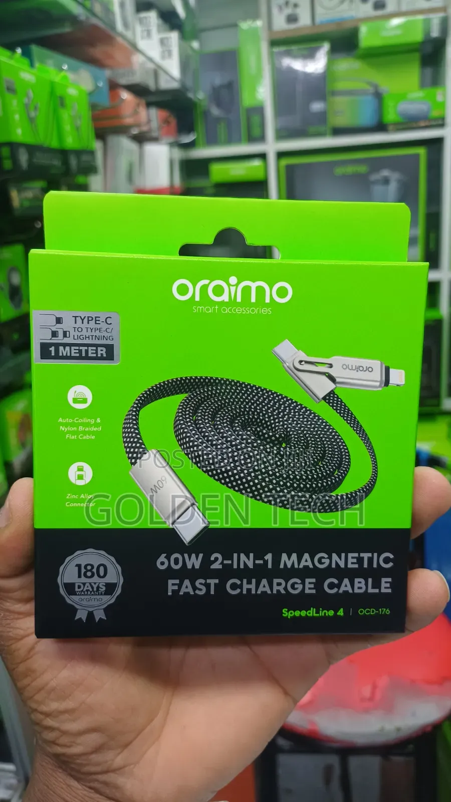 Oraimo SpeedLine 4 60W 2-in-1 Brainded Cable 1M