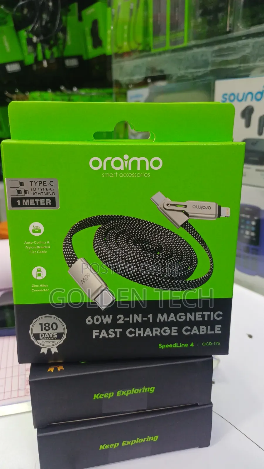 Oraimo SpeedLine 4 60W 2-in-1  Magnetic Cable