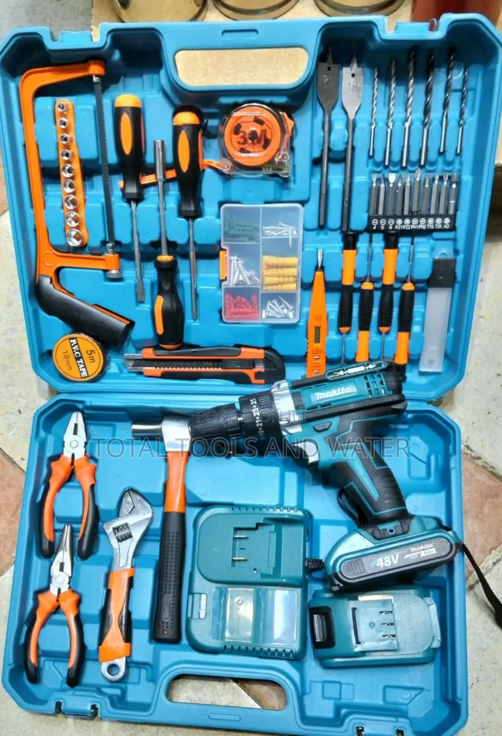 Makita Cordless Drill Set With Hammer 48V 2 Batteries and Accessories