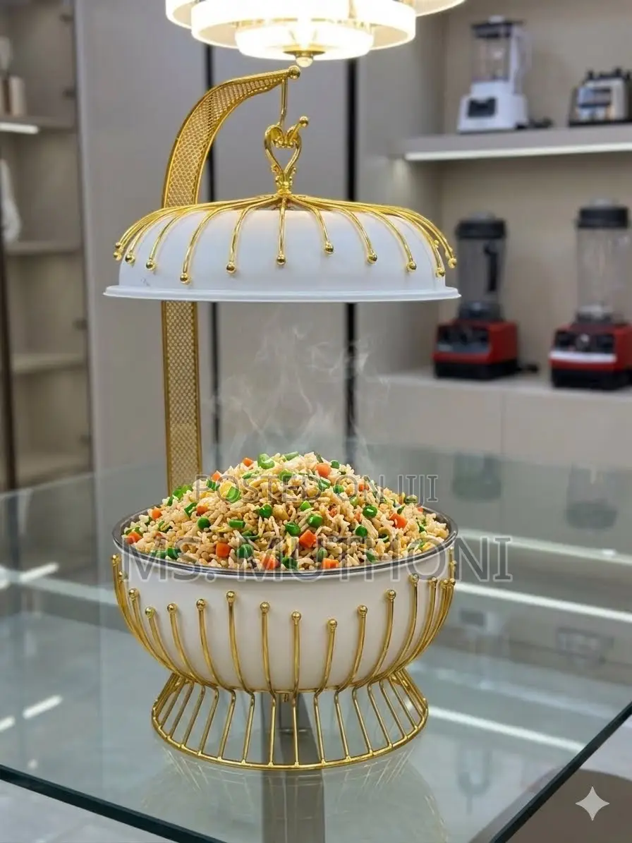 White and Gold Crown Buffet Food Warmer