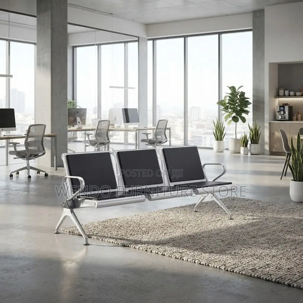 Office Benches; Leather Office Reception Three Seaters Bench