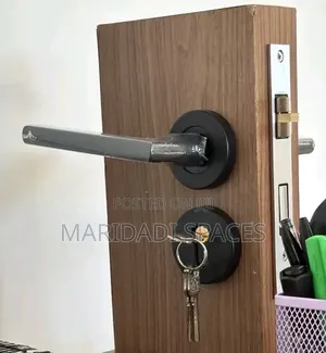 *Minimalist Black Door Handle Lock - Modern Privacy Lock*