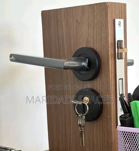 *Minimalist Black Door Handle Lock - Modern Privacy Lock*
