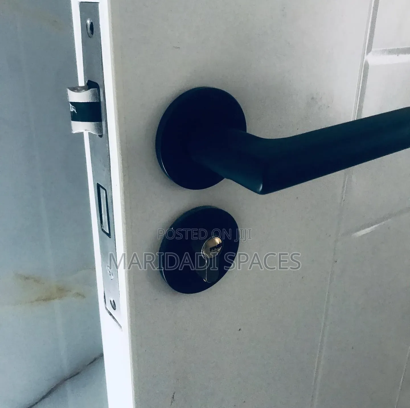 *Minimalist Black Door Handle Lock - Modern Privacy Lock*