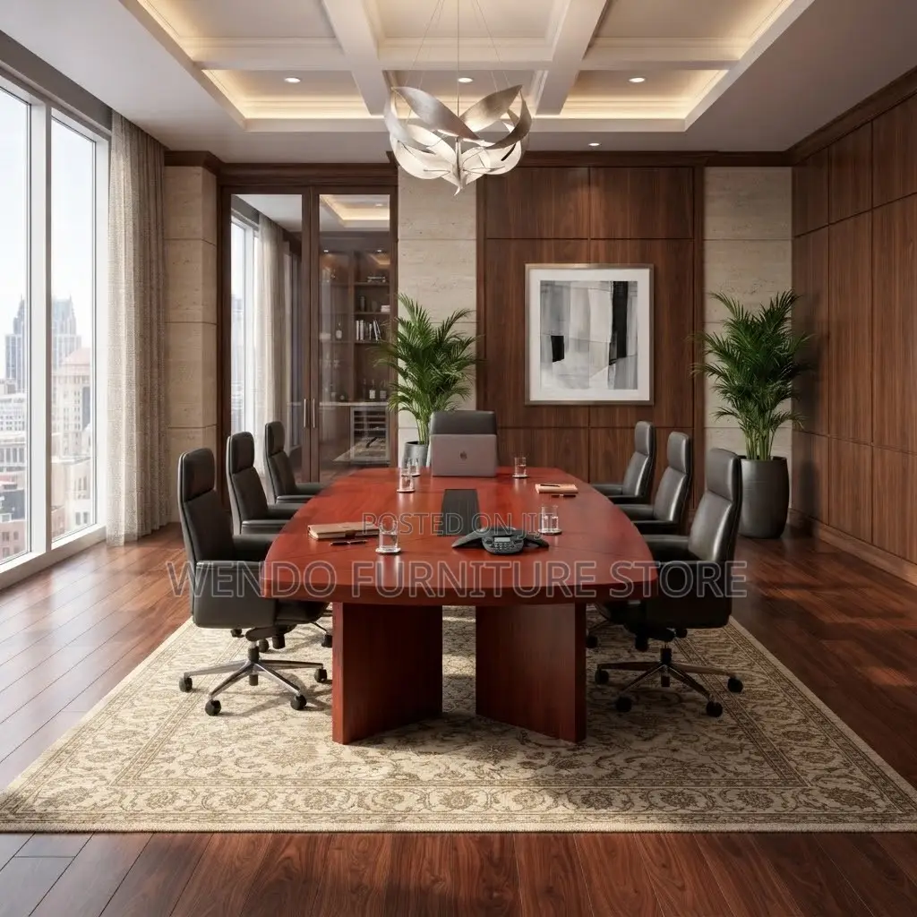 Boardroom Table; Mahogany Polished Executive 2400MM Boardroom Table