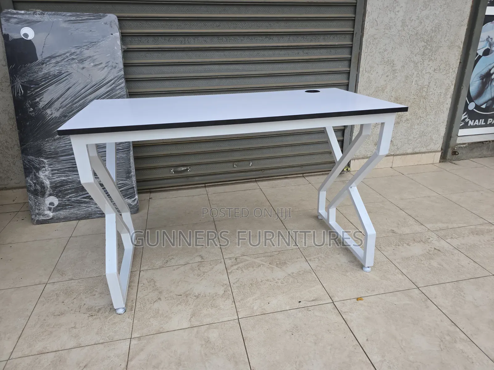 White Metallic Frame Office Desk