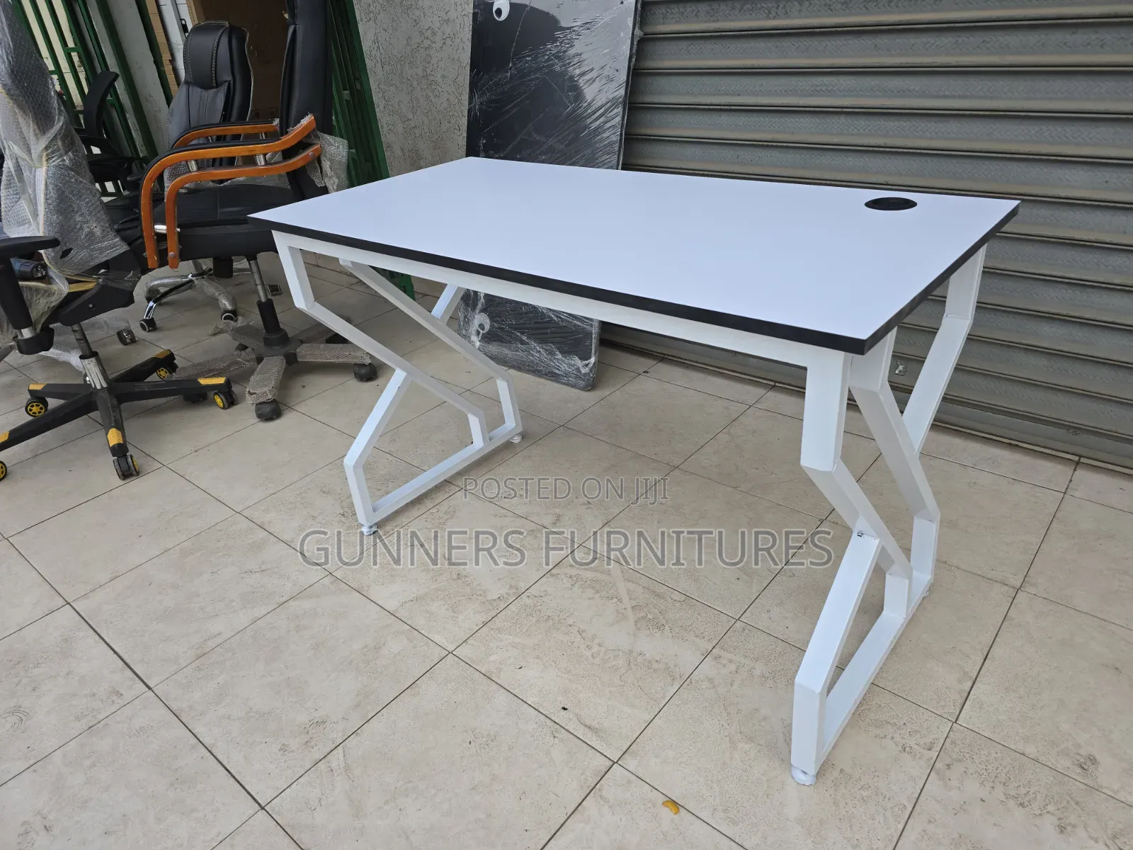 White Metallic Frame Office Desk