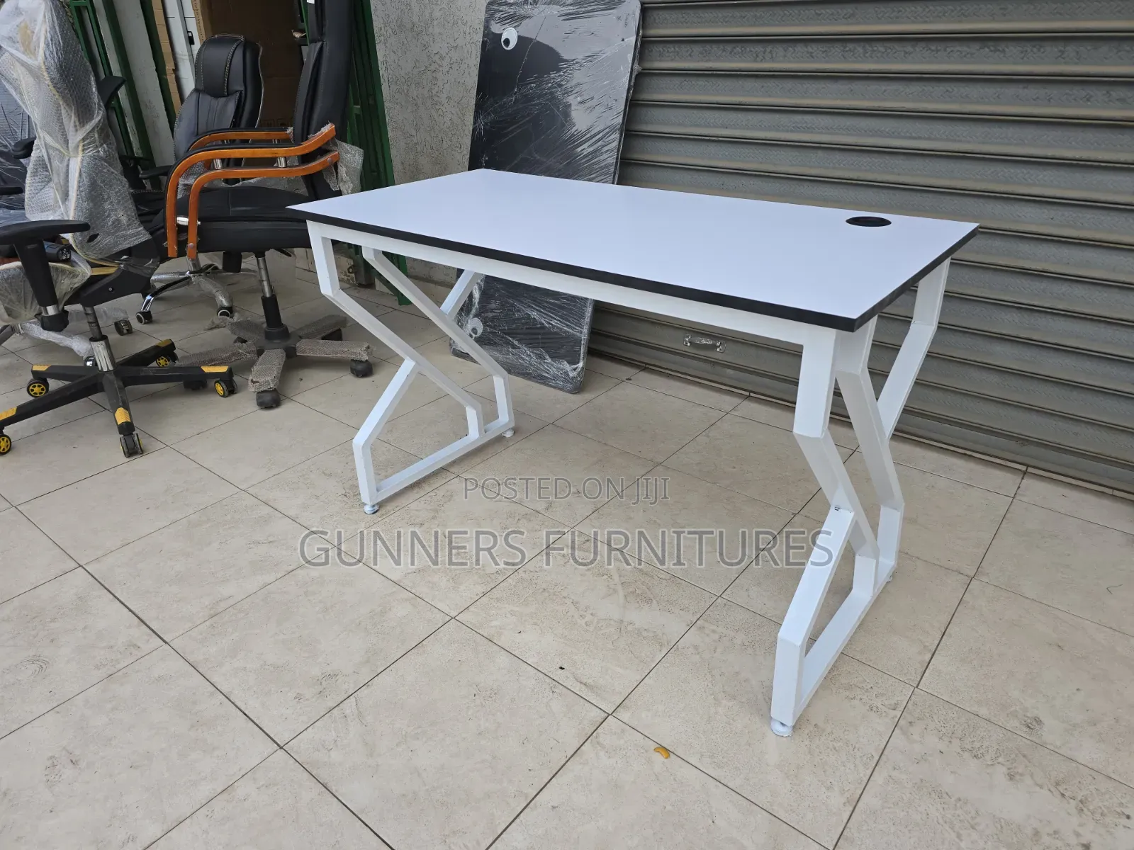 White Metallic Frame Office Desk