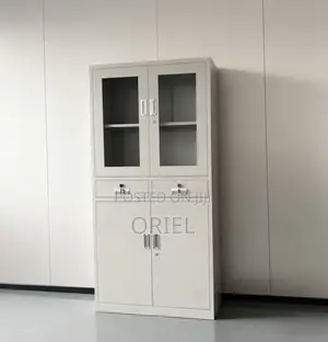 Office Cabinet : Steel Office Storage Cabinet With Upper Glass Doors