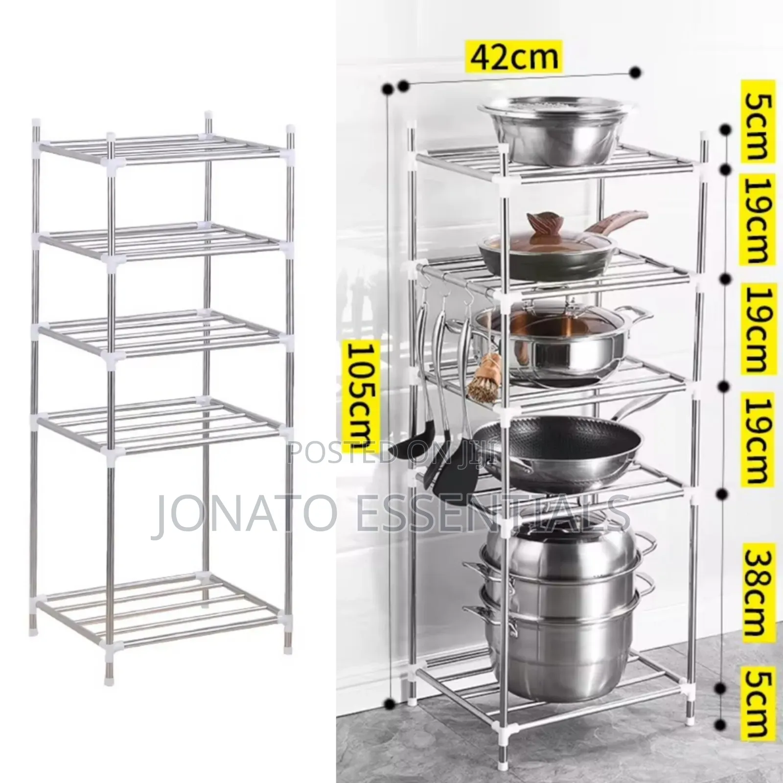 Stainless Steel Kitchen Rack Multi Tier Pot Storage Stand