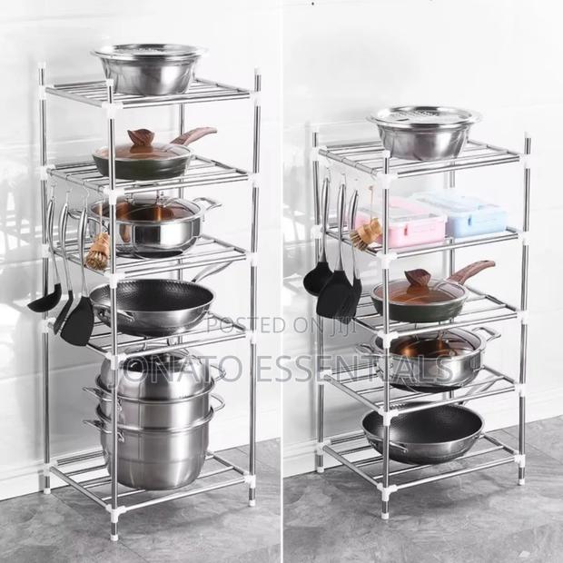 Stainless Steel Kitchen Rack Multi Tier Pot Storage Stand - thumbnail 3