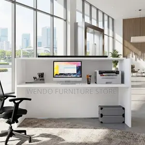 Reception Desk; 160CM White Offices Reception Table With Drawer