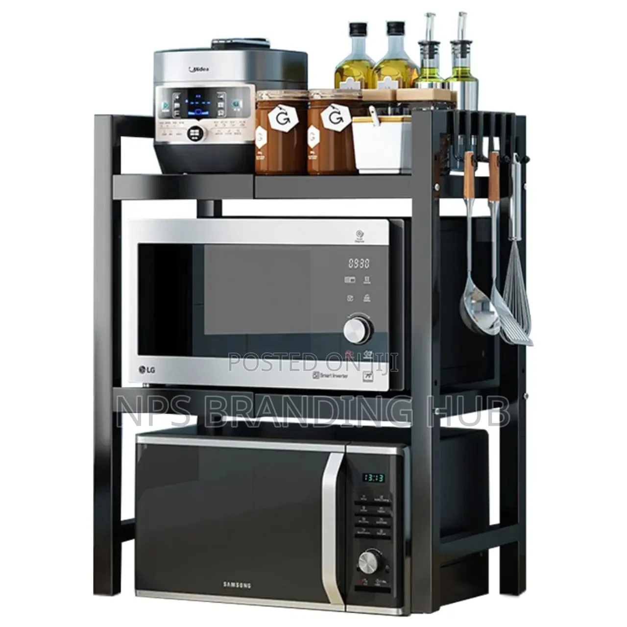 EXPANDABLE Metallic High Quality Modern Microwave Stand 2 Tier (Hm