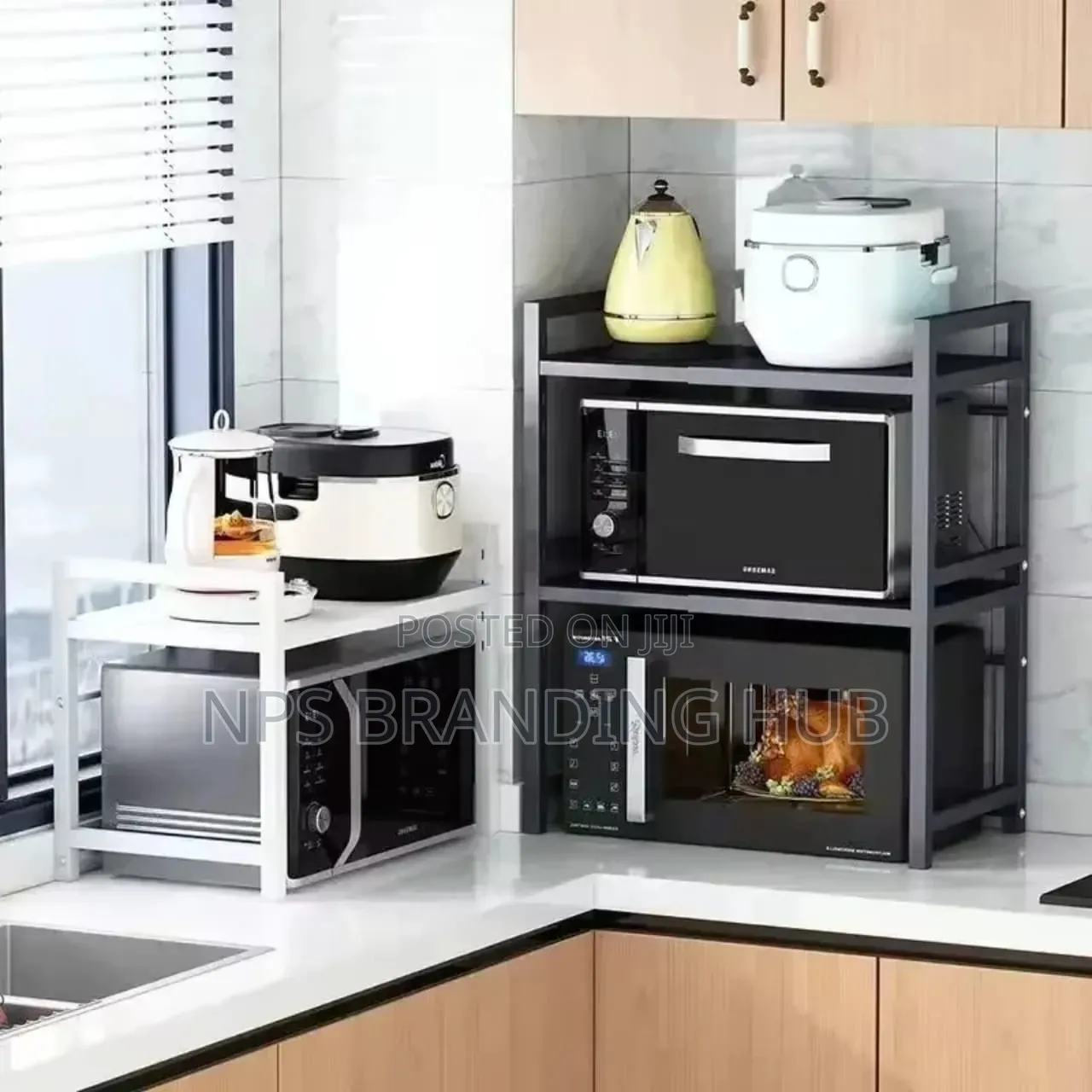 EXPANDABLE Metallic High Quality Modern Microwave Stand 2 Tier (Hm