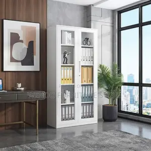 Office Cabinet; Two Glass Doors Files Storage Office Cabinet
