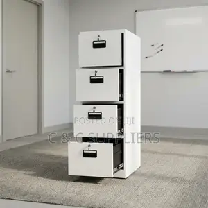 4-Drawers Metallic White Locker Cabinet.