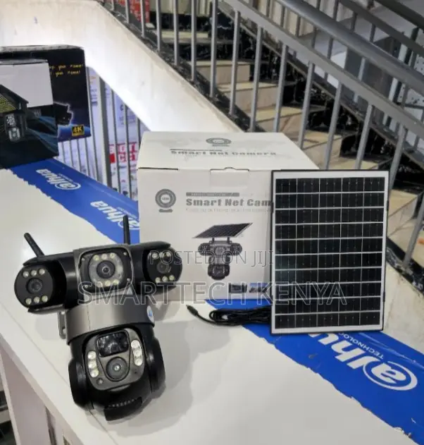 4G Outdoor Solar CCTV Camera With Triple Lens Panoramic 360° View