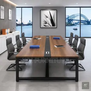Boardroom Table; Brown Cabled 2400MM Boardroom Table