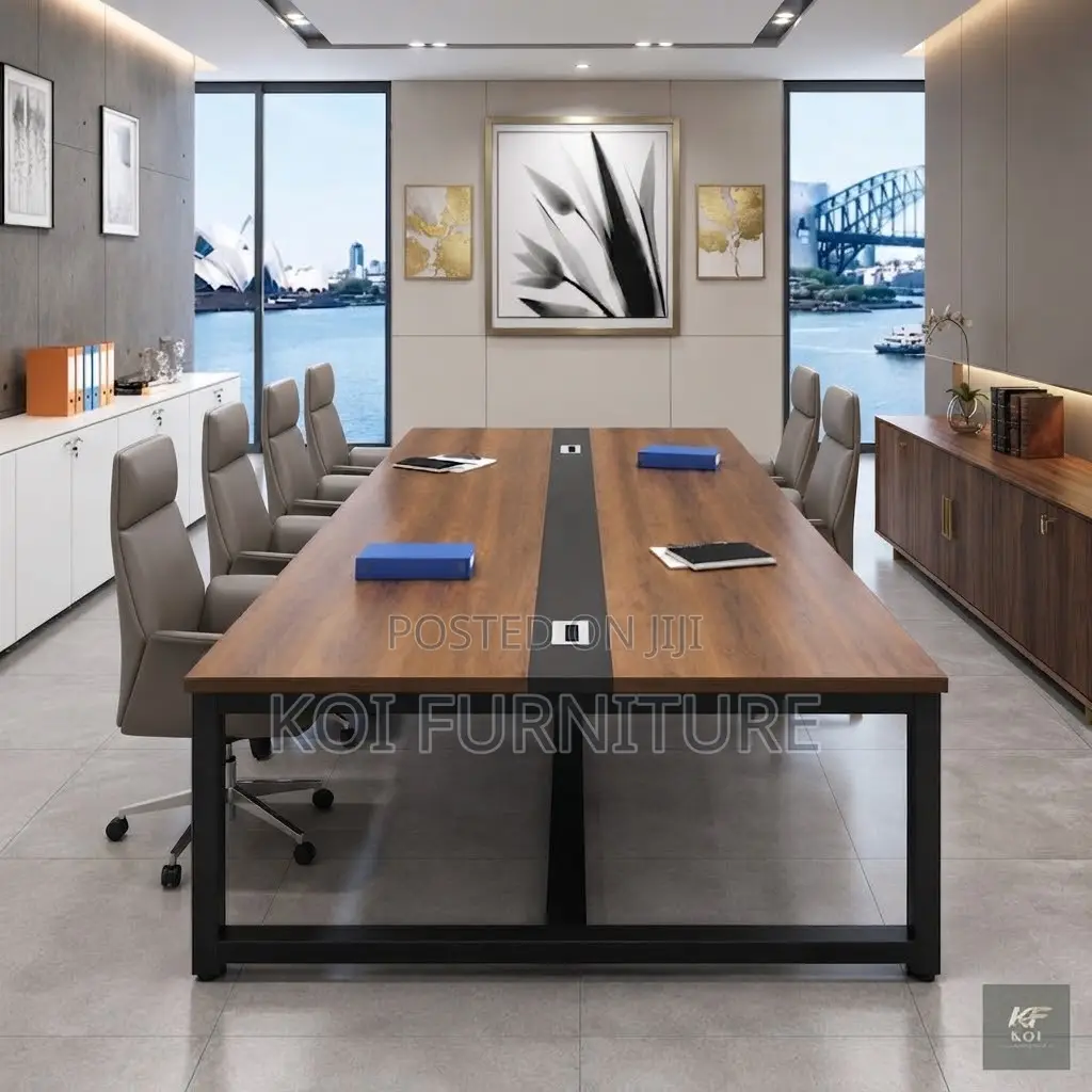 Boardroom Table; Brown Cabled 2400MM Boardroom Table