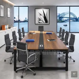 Boardroom Table; Brown Cabled 2400MM Boardroom Table