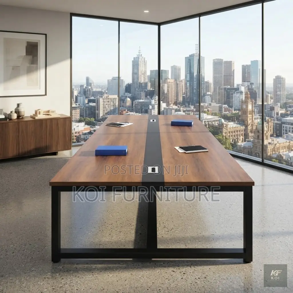 Boardroom Table; Brown Cabled 2400MM Boardroom Table