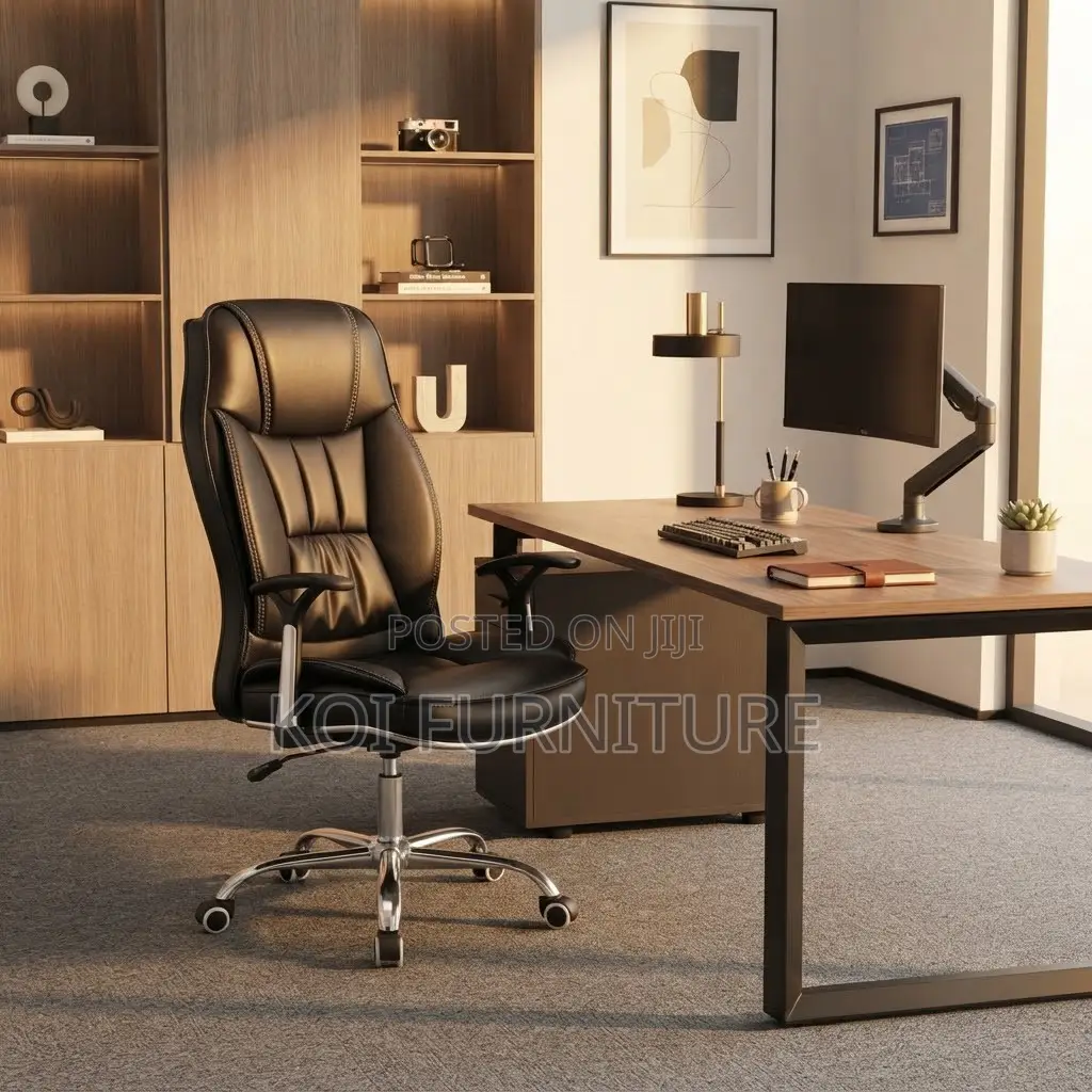 Office Chairs; Leather Brown Reclining Office Chair
