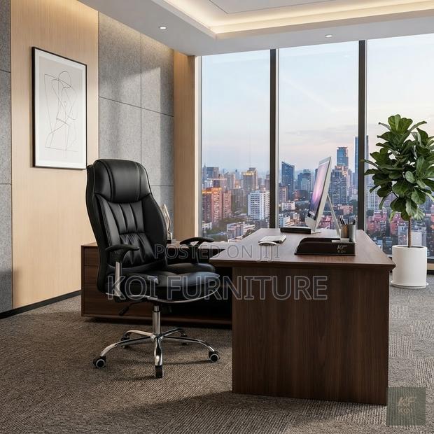 Office Chairs; Leather Brown Reclining Office Chair - thumbnail 6