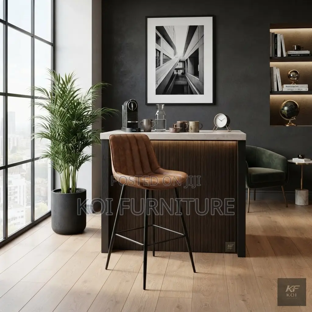 Barstool; Leather Ergonomic Home Counter Reception Barstool
