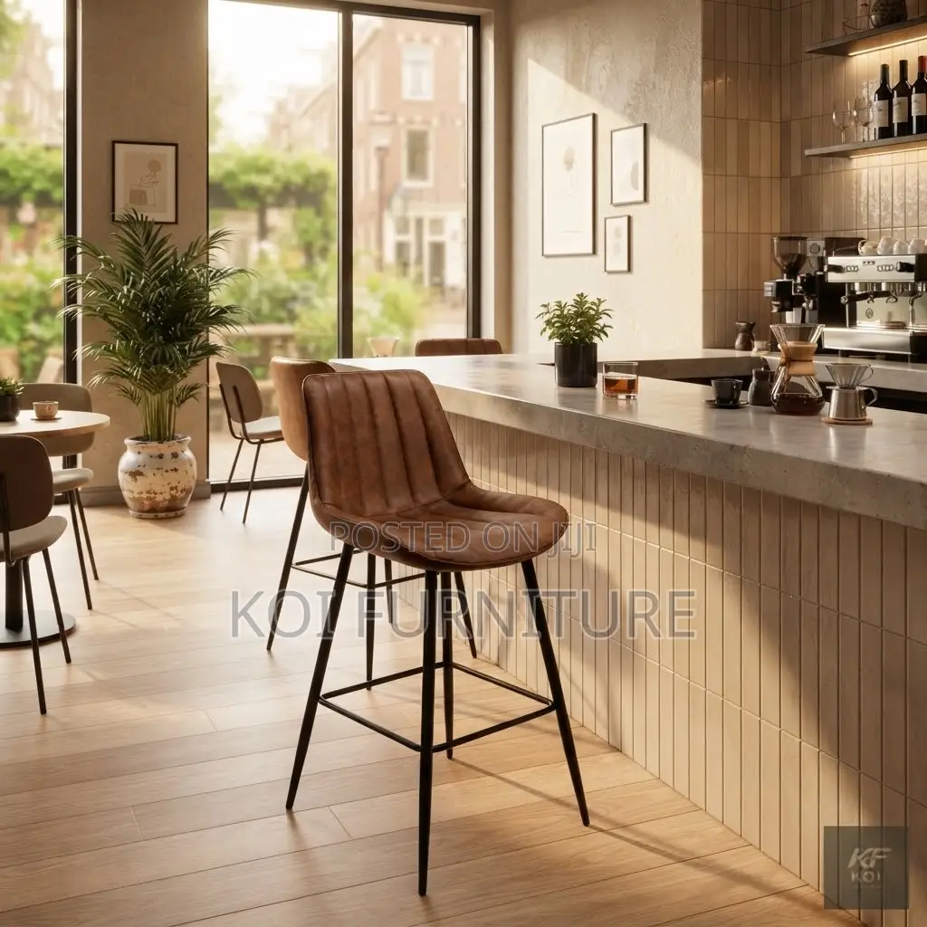 Barstool; Leather Ergonomic Home Counter Reception Barstool