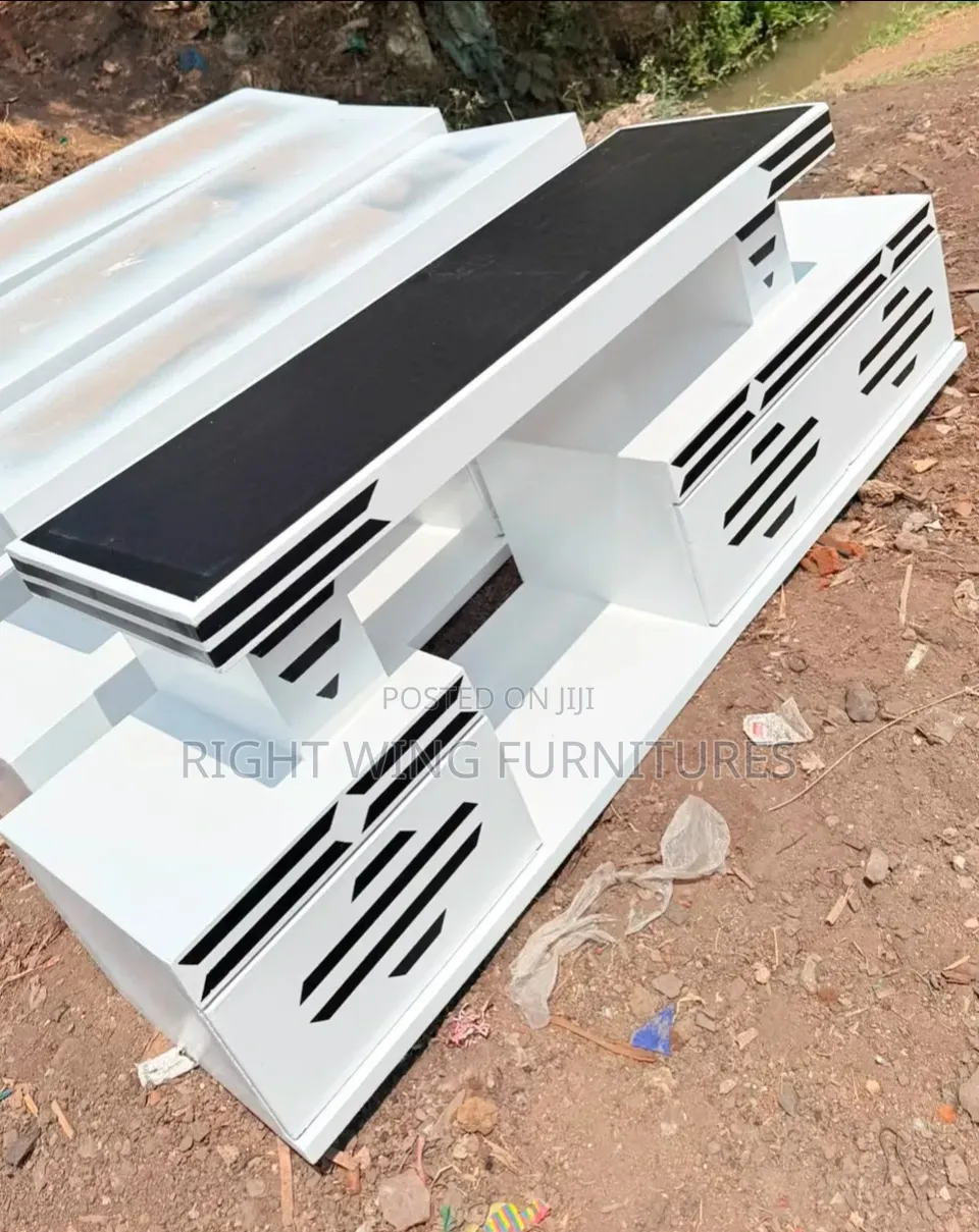 TV Stands With Black Top and LED Lights