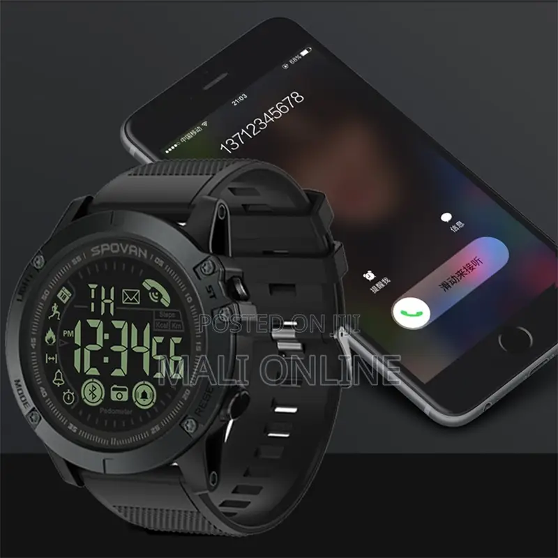 Tactical Sports Watch Bluetooth Waterproof Notification Steps Calories