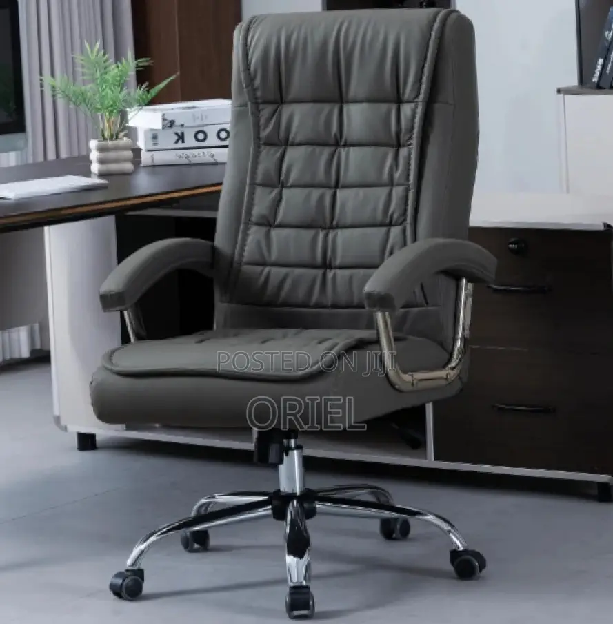 Office Chair : Premium Grey Leather Boss Office Chair