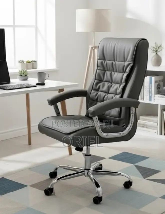 Office Chair : Premium Grey Leather Boss Office Chair