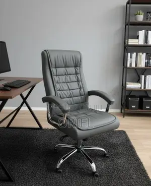 Office Chair : Premium Grey Leather Boss Office Chair