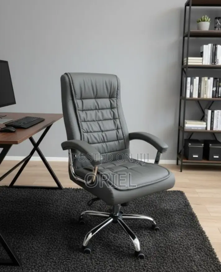 Office Chair : Premium Grey Leather Boss Office Chair