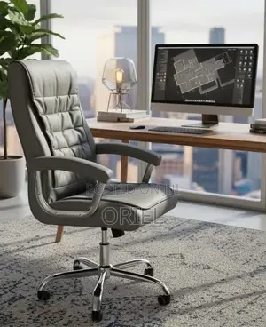 Office Chair : Premium Grey Leather Boss Office Chair