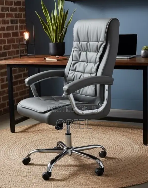 Office Chair : Premium Grey Leather Boss Office Chair