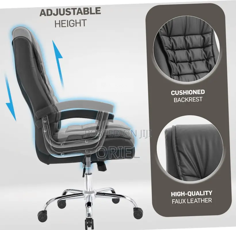 Office Chair : Premium Grey Leather Boss Office Chair