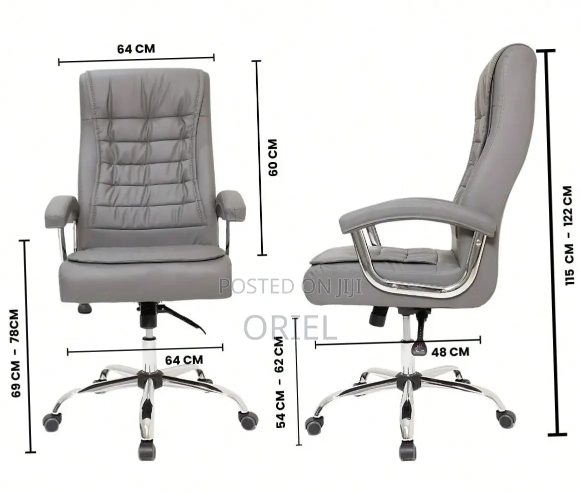 Office Chair : Premium Grey Leather Boss Office Chair