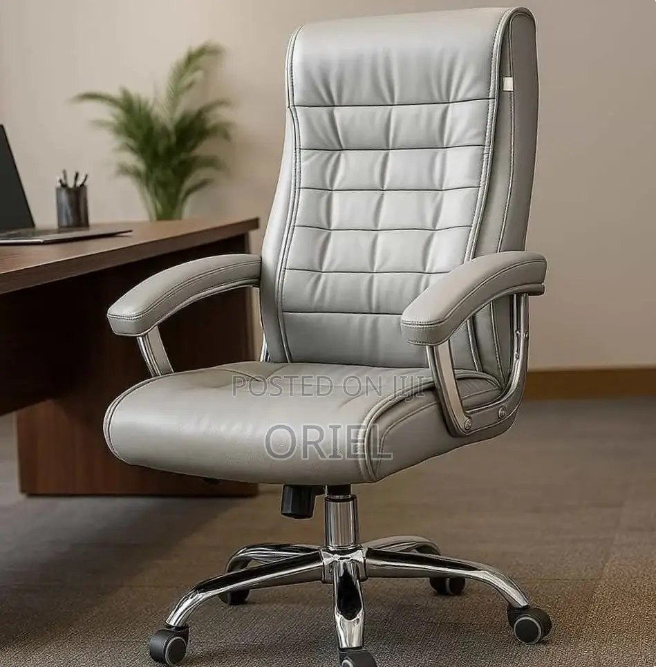 Office Chair : Premium Grey Leather Boss Office Chair