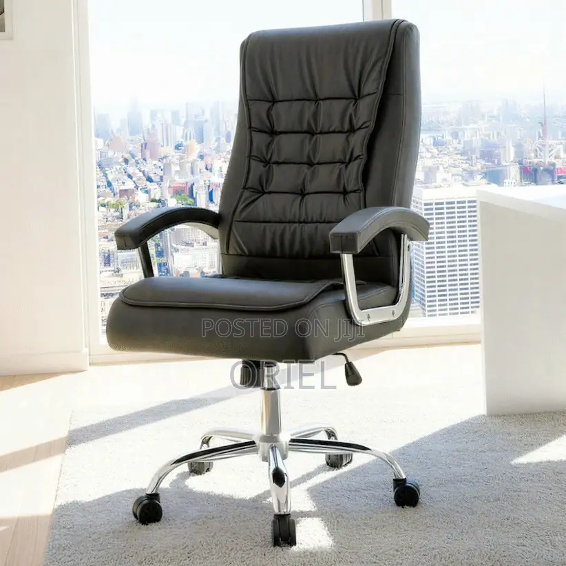 Office Chair : Premium Grey Leather Boss Office Chair