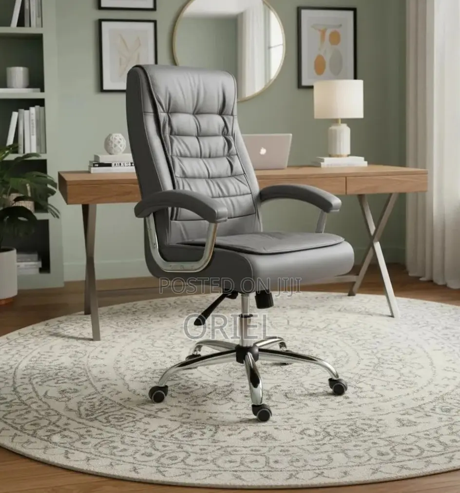 Office Chair : Premium Grey Leather Boss Office Chair