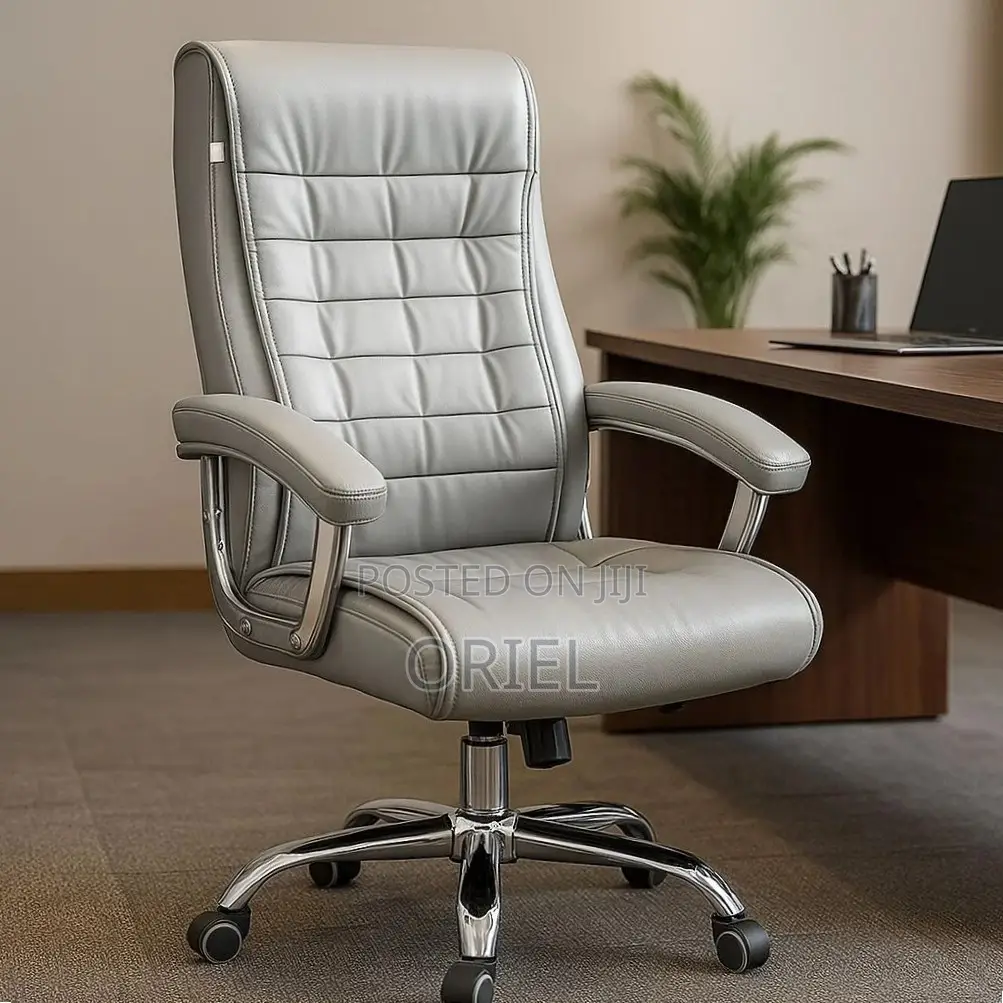Office Chair : Premium Grey Leather Boss Office Chair